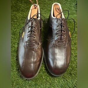 Footjoy Dryjoys Brown Optiflex Leather Golf Shoes Men Size 9.5   53622 Croc Look